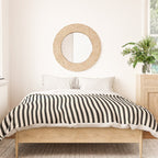 Ultra Fine Stripes Vertical Minimalist Pattern in Black and Almond Cream Duvet Cover Gallery Image 3