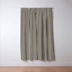 Ultra Fine Stripes Vertical Minimalist Pattern in Black and Almond Cream Window Curtain Gallery Image 3