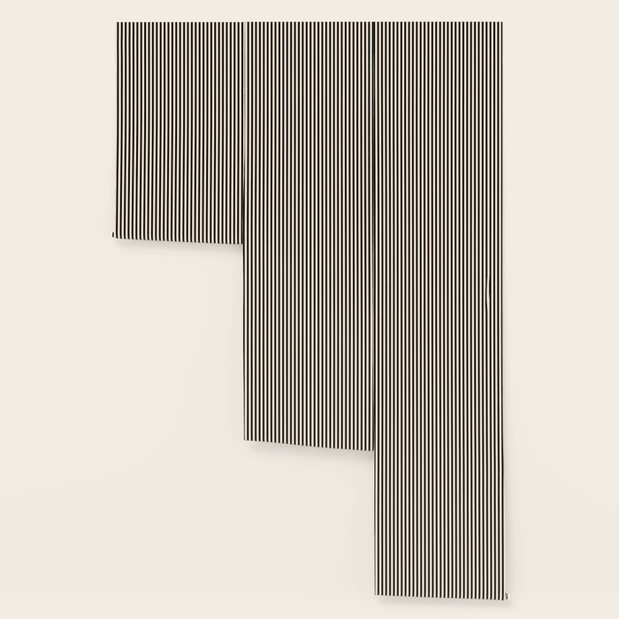 Ultra Fine Stripes Vertical Minimalist Pattern in Black and Almond Cream Wallpaper Gallery Image 3