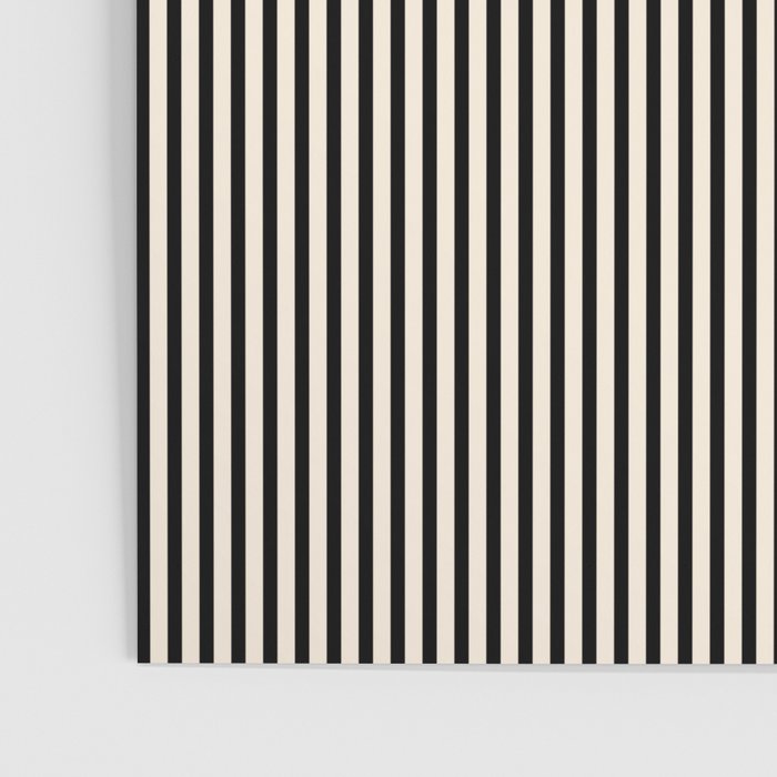 Ultra Fine Stripes Vertical Minimalist Pattern in Black and Almond Cream Poster Gallery Image 3
