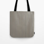 Ultra Fine Stripes Vertical Minimalist Pattern in Black and Almond Cream Tote Bag Gallery Image 1