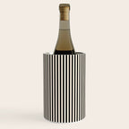 Ultra Fine Stripes Vertical Minimalist Pattern in Black and Almond Cream Wine Chiller Gallery Image 2