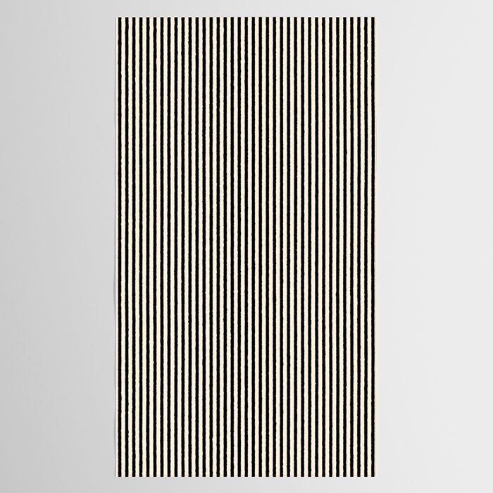 Ultra Fine Stripes Vertical Minimalist Pattern in Black and Almond Cream Tablecloth Gallery Image 2