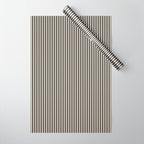 Ultra Fine Stripes Vertical Minimalist Pattern in Black and Almond Cream Wrapping Paper Gallery Image 1