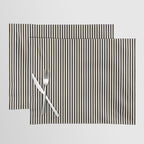 Ultra Fine Stripes Vertical Minimalist Pattern in Black and Almond Cream Placemat Gallery Image 1