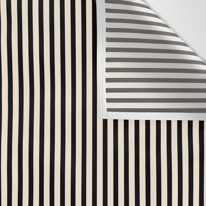 Ultra Fine Stripes Vertical Minimalist Pattern in Black and Almond Cream Wall Tapestry Gallery Image 3