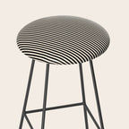 Ultra Fine Stripes Vertical Minimalist Pattern in Black and Almond Cream Stool Gallery Image 2