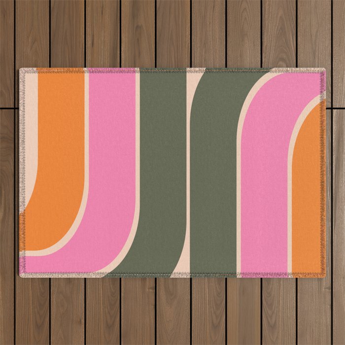 Retro Curve Outdoor Rug Gallery Image 1