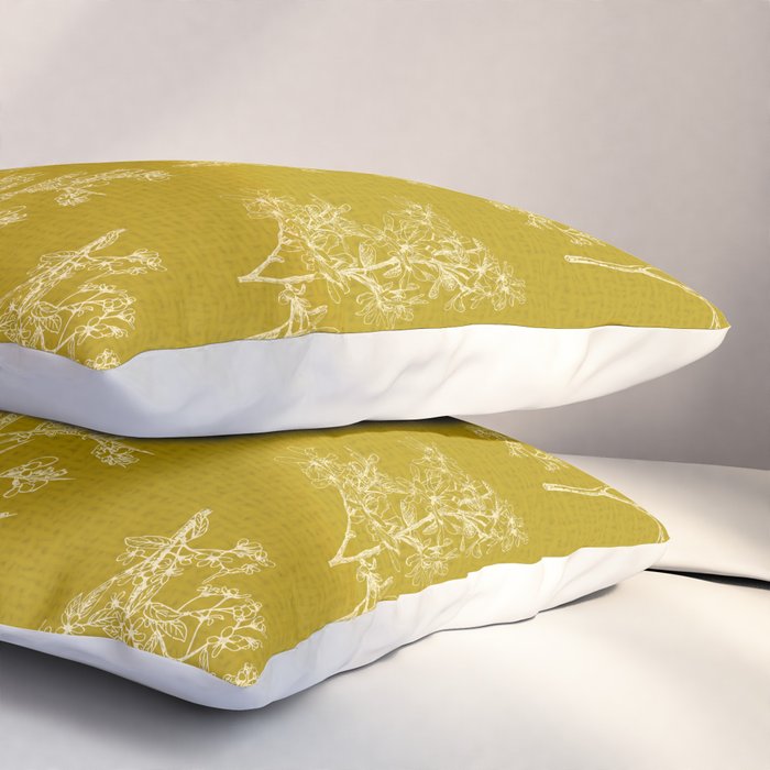 Botanical Cottage Woven Look Pattern in Olive Chartreuse Pillow Sham Gallery Image 3