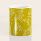 Botanical Cottage Woven Look Pattern in Olive Chartreuse Coffee Mug Gallery Image 4