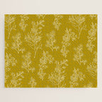 Botanical Cottage Woven Look Pattern in Olive Chartreuse Jigsaw Puzzle Gallery Image 1