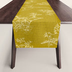 Botanical Cottage Woven Look Pattern in Olive Chartreuse Table Runner Gallery Image 1