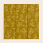Botanical Cottage Woven Look Pattern in Olive Chartreuse Wood Wall Art Gallery Image 1