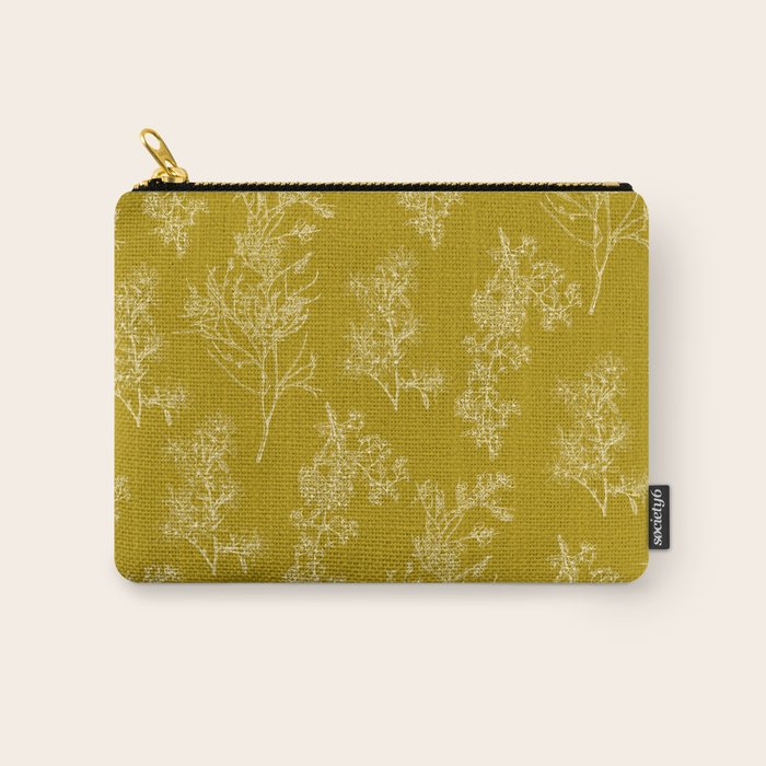 Botanical Cottage Woven Look Pattern in Olive Chartreuse Carry All Pouch Gallery Image 1