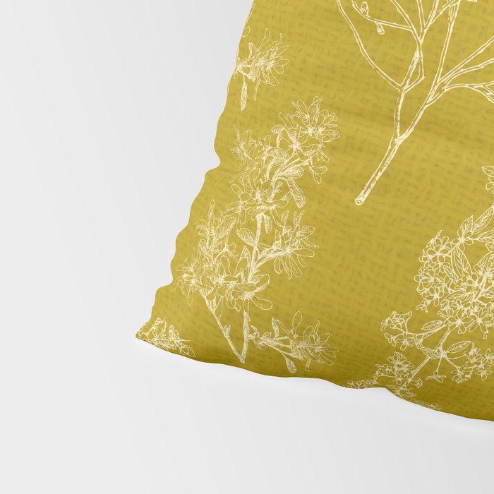 Botanical Cottage Woven Look Pattern in Olive Chartreuse Pillow Sham Gallery Image 4