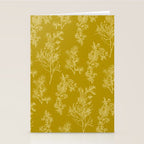 Botanical Cottage Woven Look Pattern in Olive Chartreuse Stationery Card Gallery Image 2