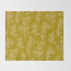 Botanical Cottage Woven Look Pattern in Olive Chartreuse Throw Blanket Gallery Image 2