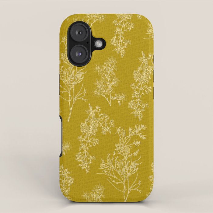 Botanical Cottage Woven Look Pattern in Olive Chartreuse iPhone Case Gallery Image 1