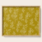 Botanical Cottage Woven Look Pattern in Olive Chartreuse Serving Tray Gallery Image 1