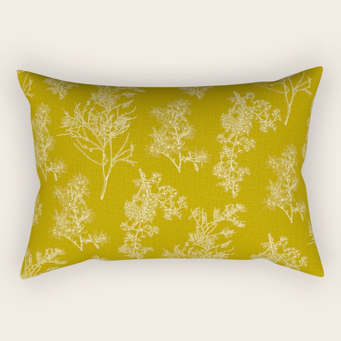 Botanical Cottage Woven Look Pattern in Olive Chartreuse Rectangular Pillow Gallery Image 2
