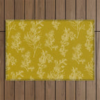 Botanical Cottage Woven Look Pattern in Olive Chartreuse Outdoor Rug Gallery Image 1