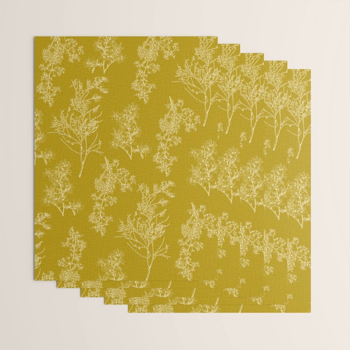 Botanical Cottage Woven Look Pattern in Olive Chartreuse Wrapping Paper Gallery Image 3