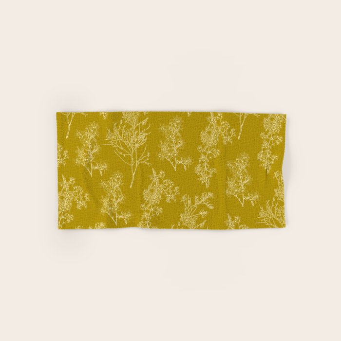Botanical Cottage Woven Look Pattern in Olive Chartreuse Bath Towel Gallery Image 1