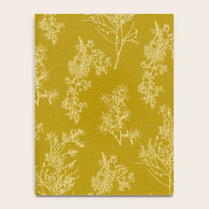 Botanical Cottage Woven Look Pattern in Olive Chartreuse Notebook Gallery Image 4