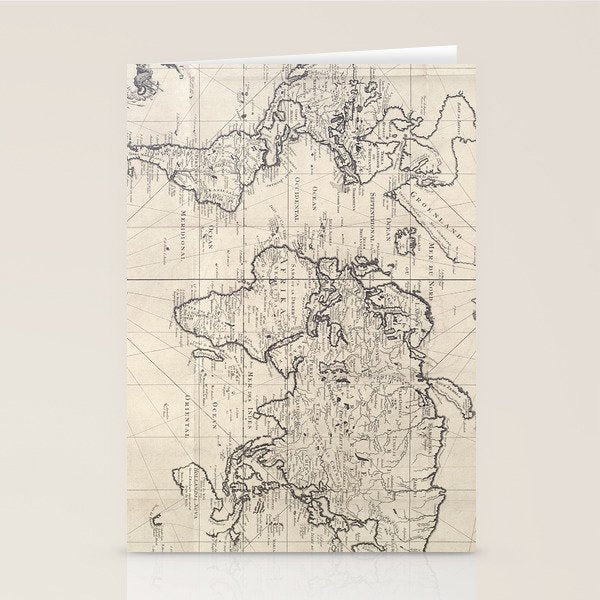 Vintage Map of The World (1750) Stationery Card Gallery Image 2