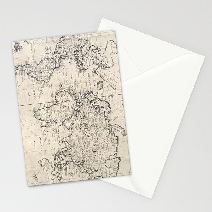 Vintage Map of The World (1750) Stationery Card Gallery Image 2