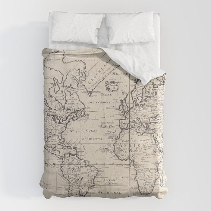 Vintage Map of The World (1750) Duvet Cover Gallery Image 6