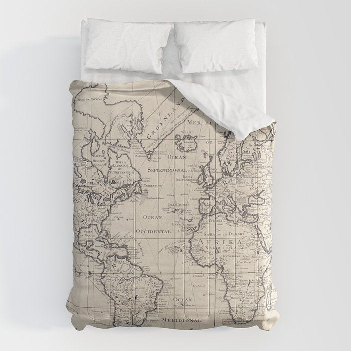Vintage Map of The World (1750) Comforter Gallery Image 6