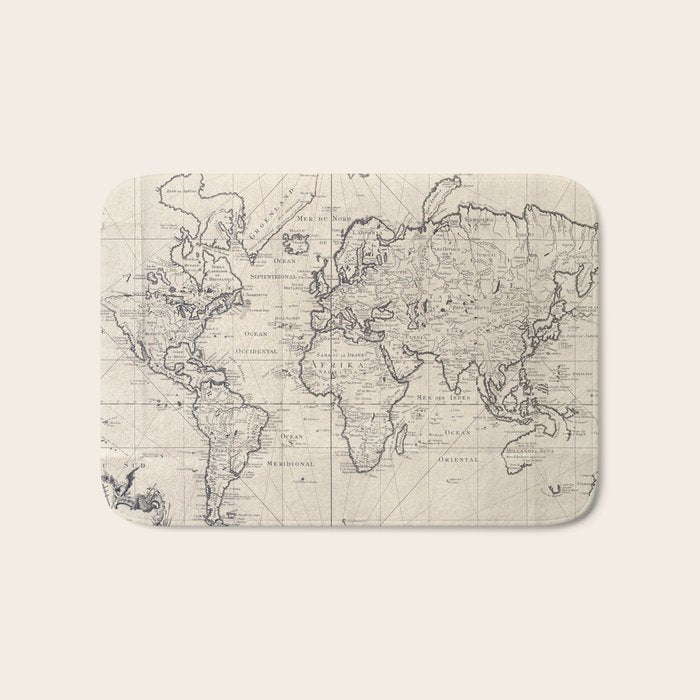 Vintage Map of The World (1750) Bath Mat Gallery Image 1