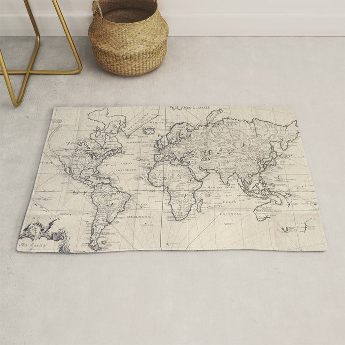 Vintage Map of The World (1750) Rug Gallery Image 1