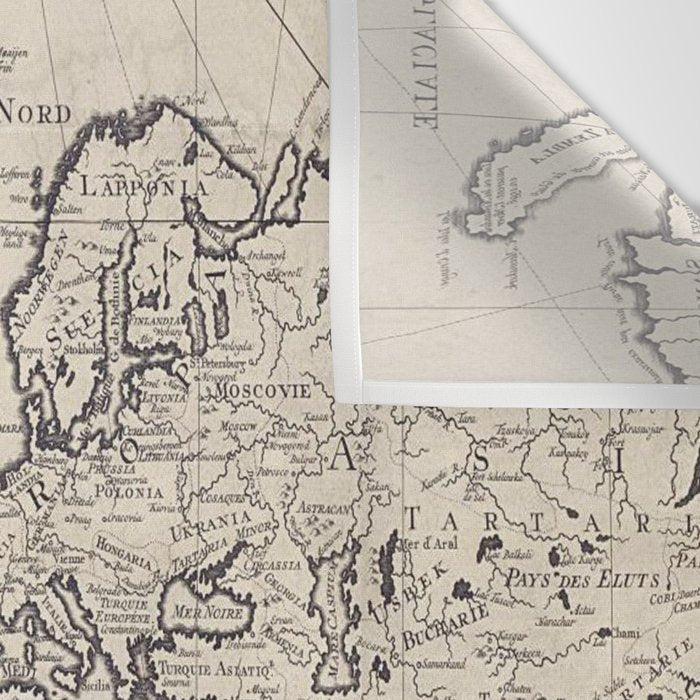 Vintage Map of The World (1750) Wall Tapestry Gallery Image 3