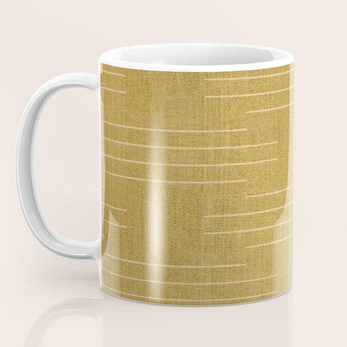 Minimalist, Boho, Line Art in Yellow Coffee Mug Gallery Image 3
