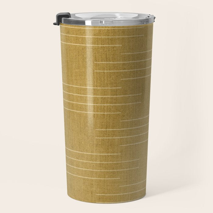 Minimalist, Boho, Line Art in Yellow Travel Mug Gallery Image 3