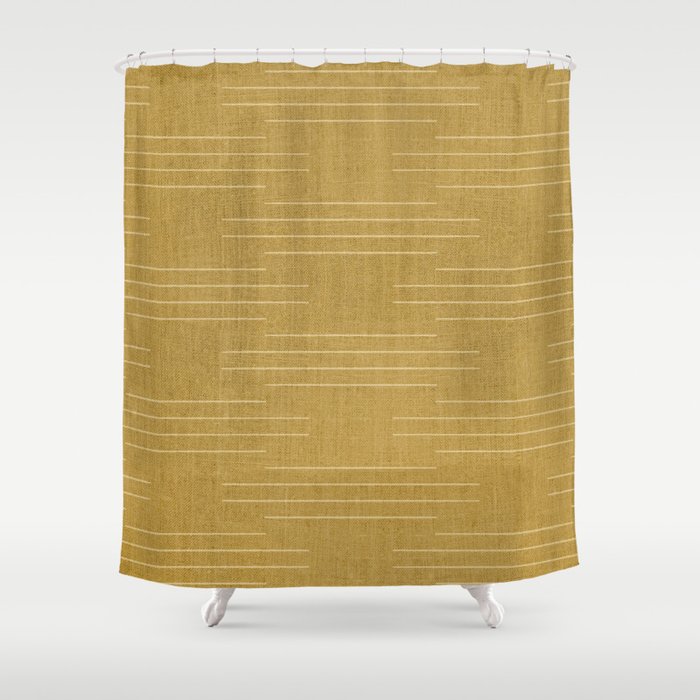 Minimalist, Boho, Line Art in Yellow Shower Curtain Gallery Image 1