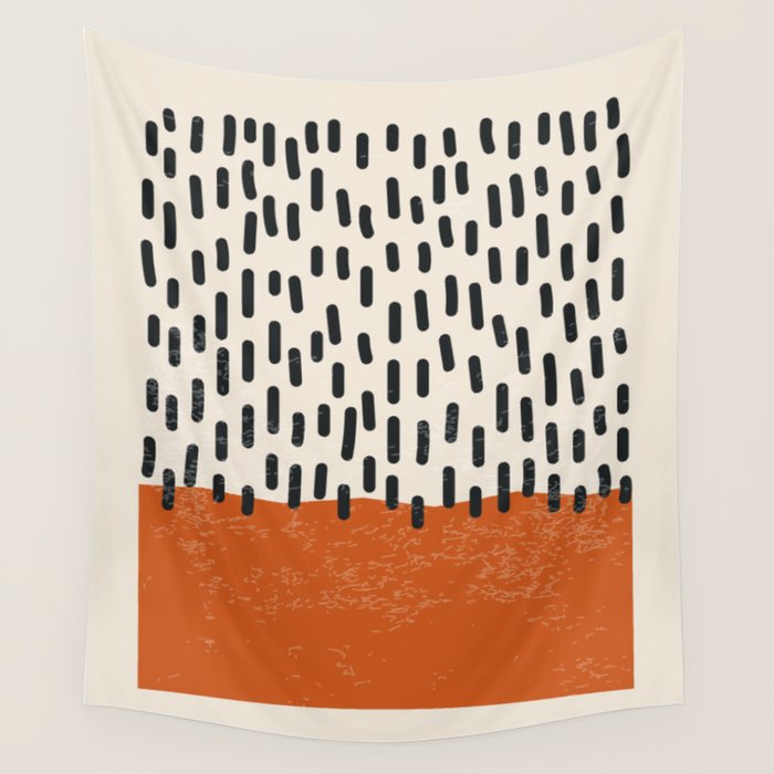Mid Century Modern Minimalist Rothko Inspired Color Field Red Rain With Lines Geometric Style Wall Tapestry Gallery Image 4