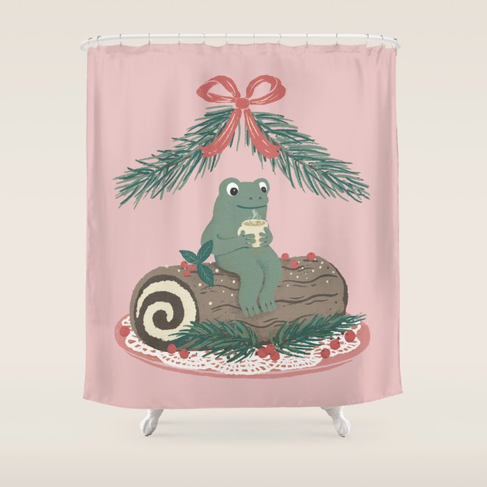 Frog on a Log with a Nog Shower Curtain Gallery Image 1