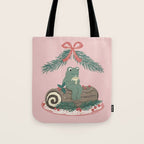 Frog on a Log with a Nog Tote Bag Gallery Image 1