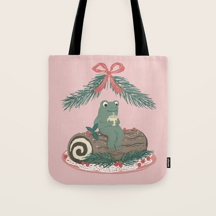 Frog on a Log with a Nog Tote Bag Gallery Image 1