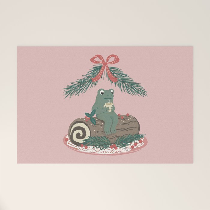 Frog on a Log with a Nog Welcome Mat Gallery Image 1
