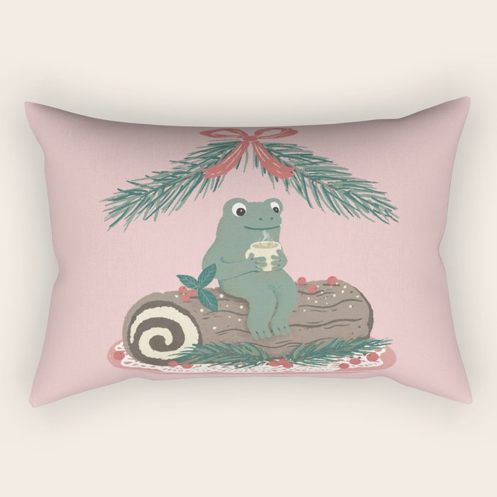 Frog on a Log with a Nog Rectangular Pillow Gallery Image 1