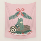 Frog on a Log with a Nog Wall Tapestry Gallery Image 4