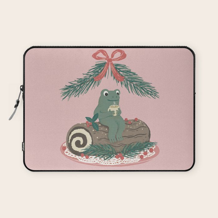 Frog on a Log with a Nog Laptop Sleeve Gallery Image 1