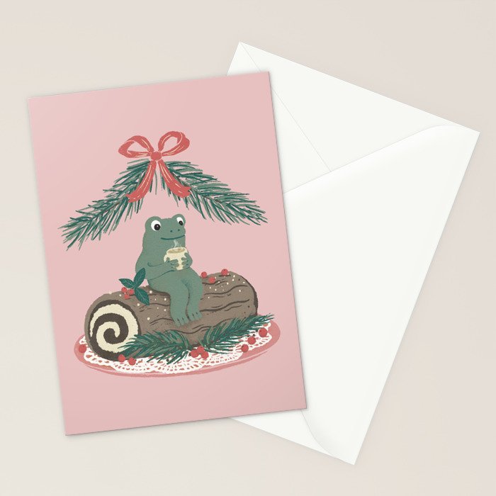 Frog on a Log with a Nog Stationery Card Gallery Image 2
