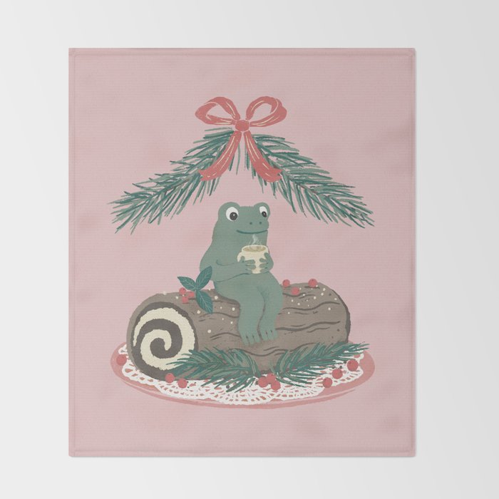 Frog on a Log with a Nog Throw Blanket Gallery Image 2