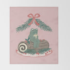 Frog on a Log with a Nog Throw Blanket Gallery Image 2