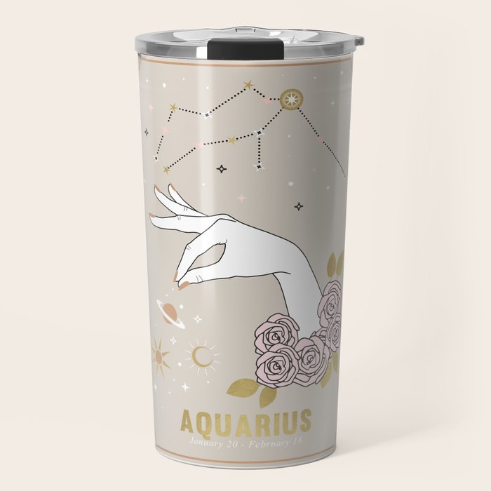 Aquarius Zodiac Sign Travel Mug Gallery Image 1